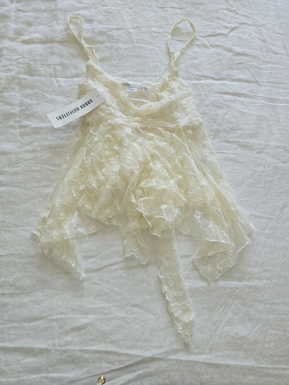 NWT Urban Outfitters Sheer Ivory Ruffled Cami